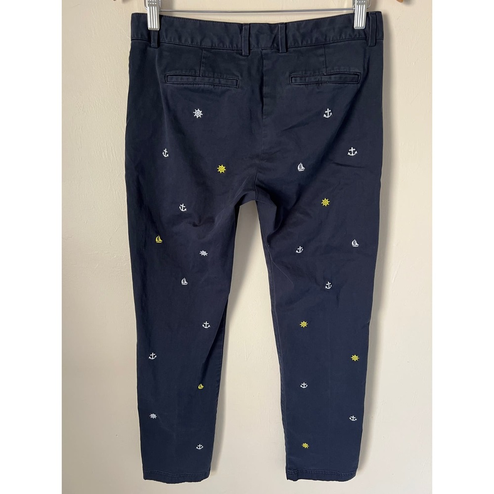 Brooks Brothers RED FLEECE Women's Navy Nautical Print Cotton Chino Pants Size 2 - Picture 3 of 6